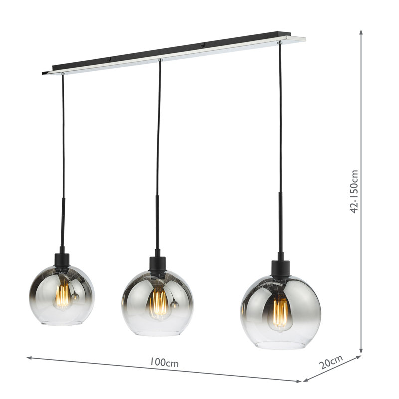 Nicaela 3 - Light Pendant, Smoked, Matt Black