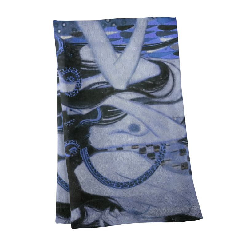 Serviette de thé beethoven frise Magaw, Polyester sergé, Bleu