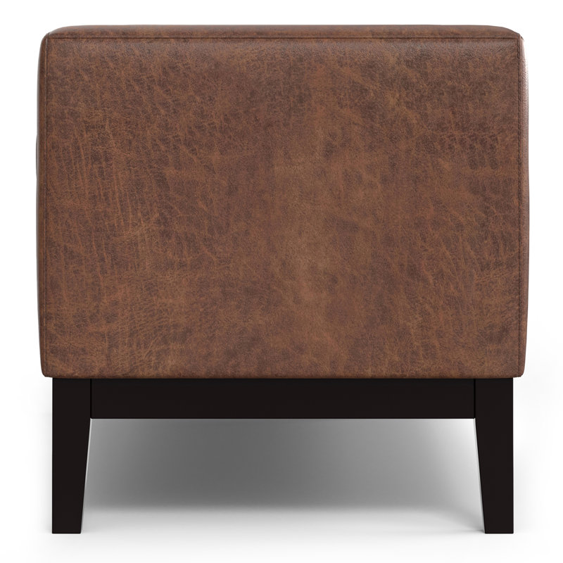 Amber 48" Distressed Saddle Brown Faux Leather Storage Ottoman