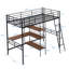 Lit mezzanine en métal, bureau intégré et tablettes-912354468