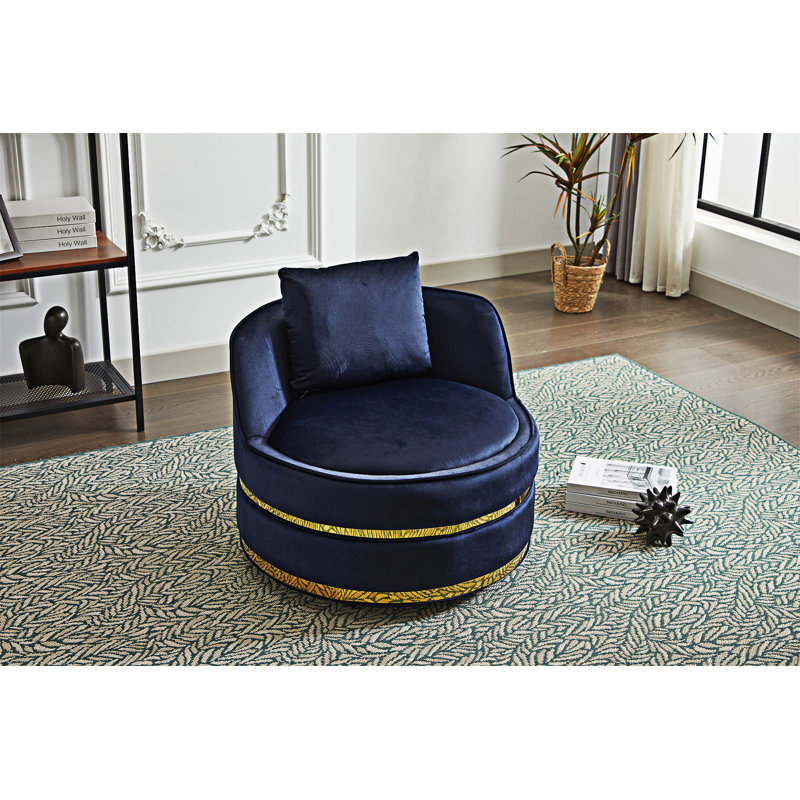 Fauteuil demi-tonneau Modern, Velours bleu