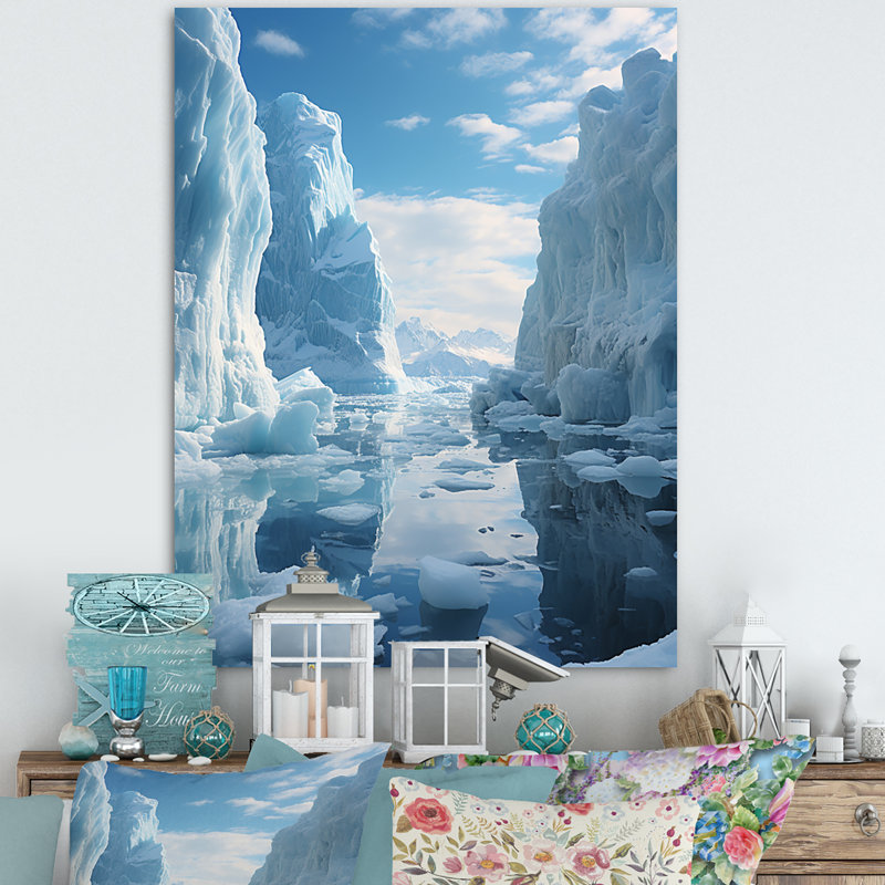 Glacier Icy Serenity Sunset II - Paysage et nature, art mural dans le salon, H 44 po x l 34 po x P 1,5 po, Toile tendue