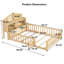 Lit double Montessori en bois massif avec bibliothèques, tableau noir et garde-corps, finition naturelle-1794061097