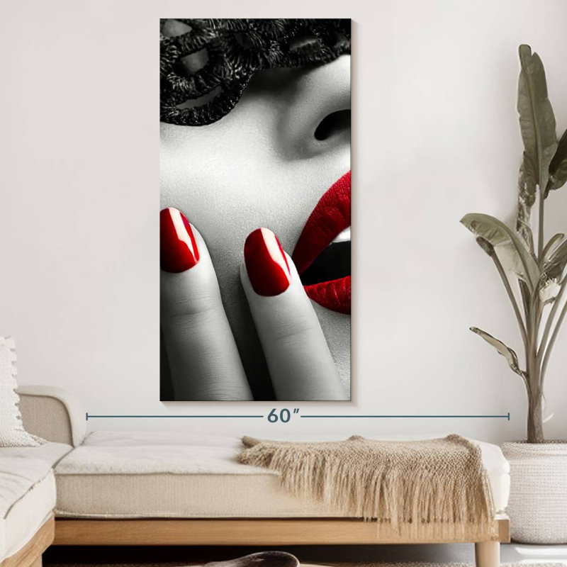 Red Lips Canvas Print, 27" H x 54" W x 1.25" D
