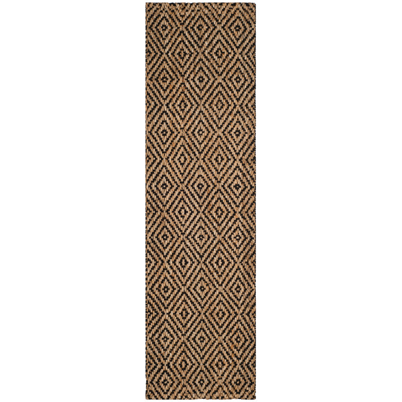 Tapis en fibres naturelles de jute tissé à la main à motif géométrique Aerionna, Tapis de couloir 2 pi 3 po x 16 pi