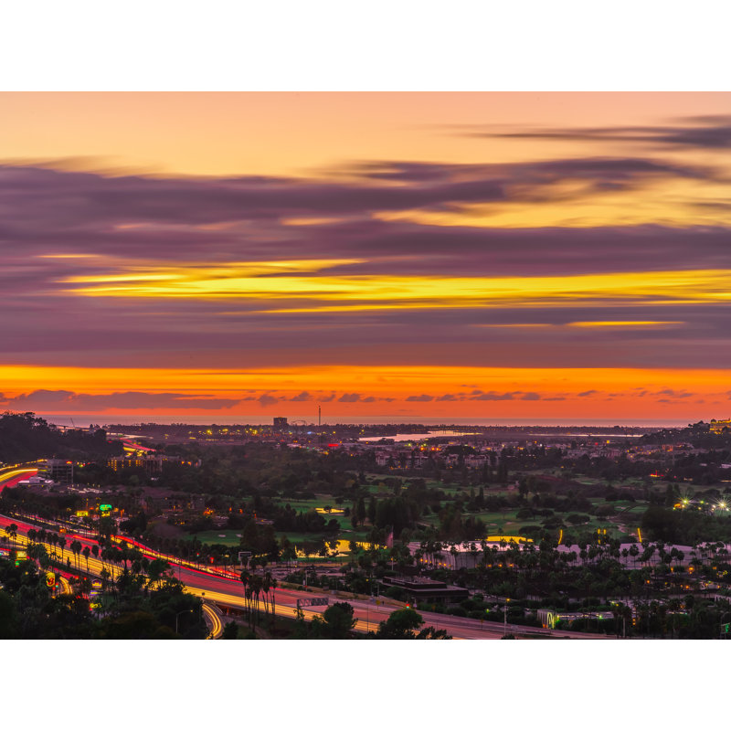 Warm And Burning Sunset In University Heights | San Diego, California Print by Brian Mc Clean, Matd Paper, 24" H x 30" W