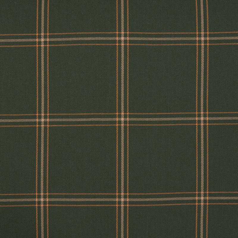 Windowpane Plaid Classic Modern Rustic Cotton Comforter Set, Green/Orange, Queen Comforter + 2 Standard Shams