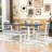 6Pcs Extendable Dining Set with Removable Leaf, Rectangular Table, 4 Upholstered Chairs and Bench-884659499