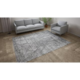 Gray Modern Wool Blend Rug - 7'1" x 9'1"