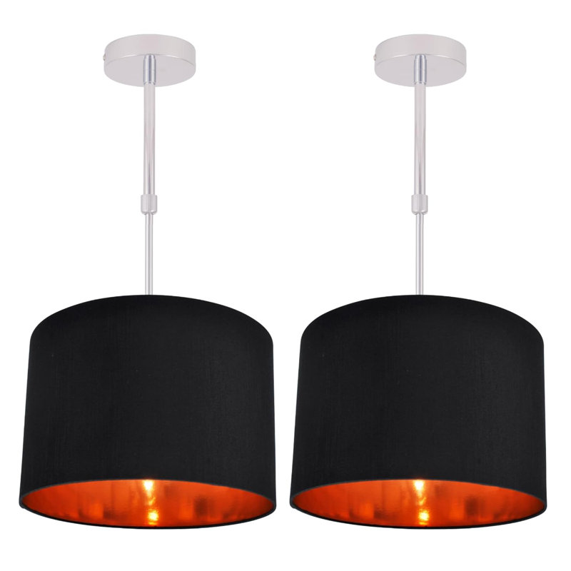 Edgaras Fabric Semi Flush Mount, Black/Copper