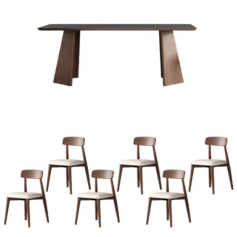 Ensemble de table de salle à manger en chêne fritté unique, H 29,53 po x L 55,12 po x l 31,5 po