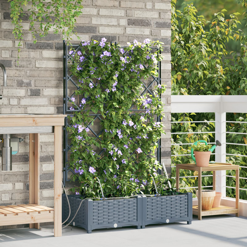 Garden Planter Plastic Resin Planters, 126cm H x80cm W x 40cm D, Light Grey