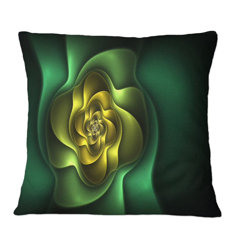 Coussin décoratif imprimé numérique jaune et vert, 18 po x 18 po