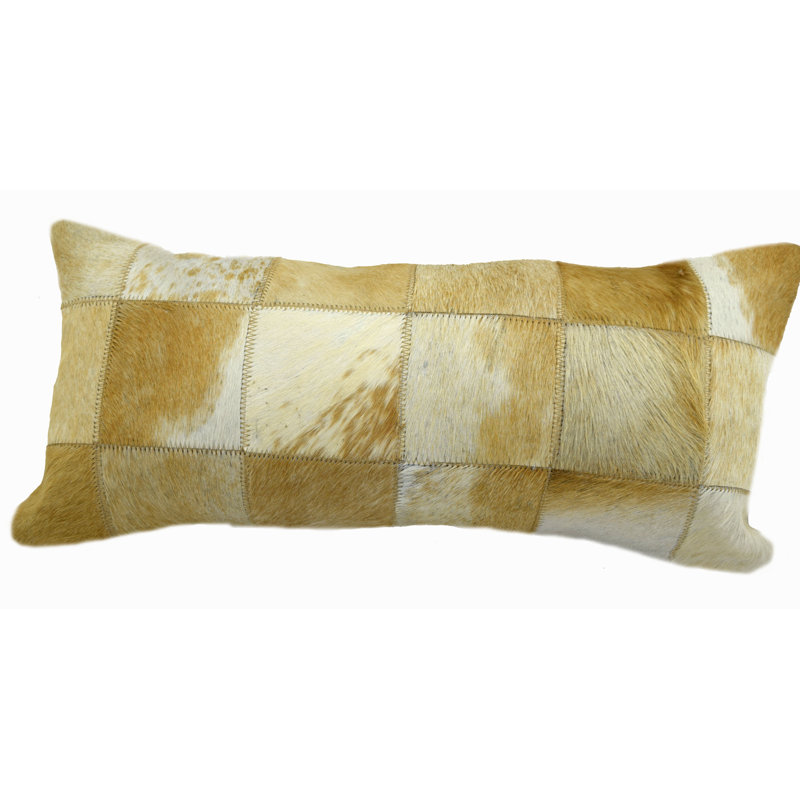  Patchwork Leather Lumbar Pillow