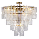 This Exquisite Chandelier Is In An Antique Bronze Finish. The Frame Is Made Out Of Metal, And It Comes With Clear Acrylic Hanging Links. The Rod Link Can Be Adjustable. You Can Create A Timeless Feel While Using Modern Forms