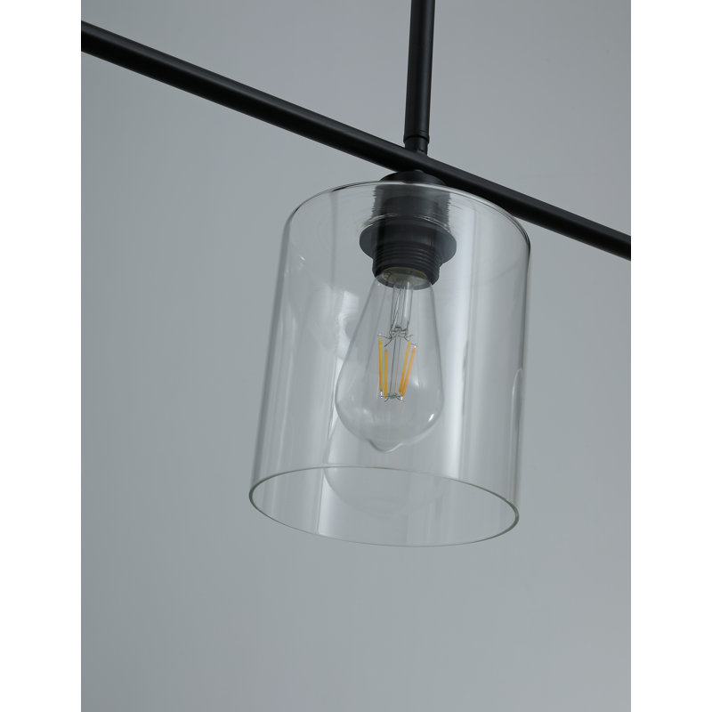 Bly 3 - Light Bulbs Kitchen Island Glass Shade Linear Pendant Light Fixture