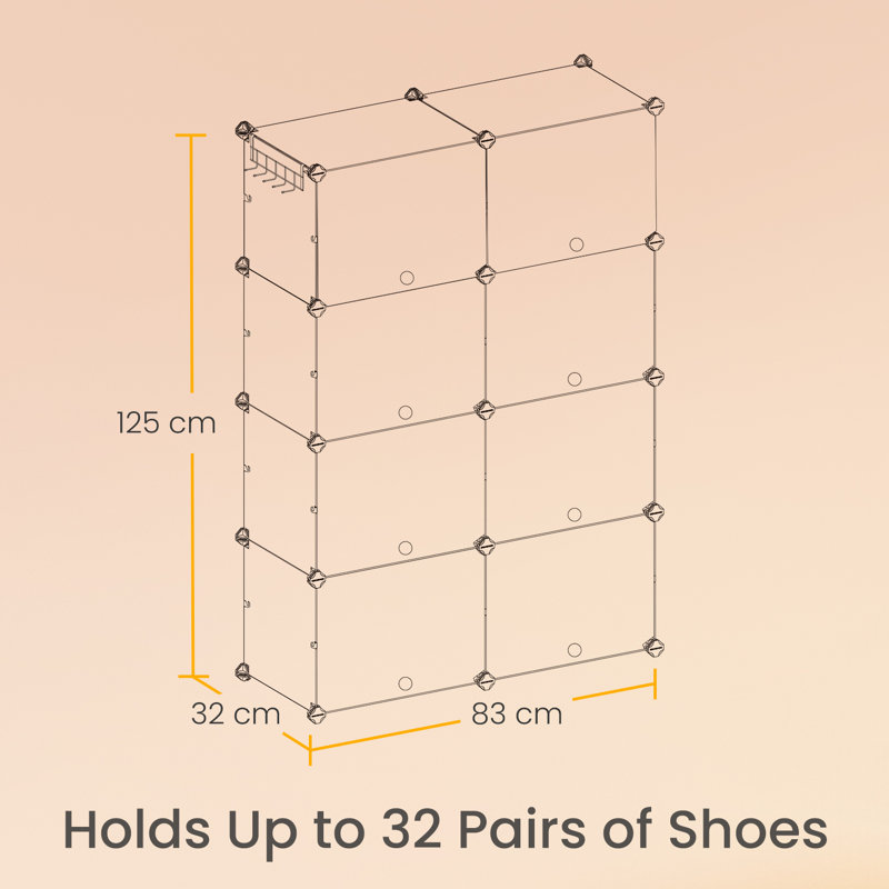8 Tier 32 Pairs Shoe Rack Organizer, Shoe Storage Cabinet for Closet, 49.2" H x 32.7" W x 12.6" D, White