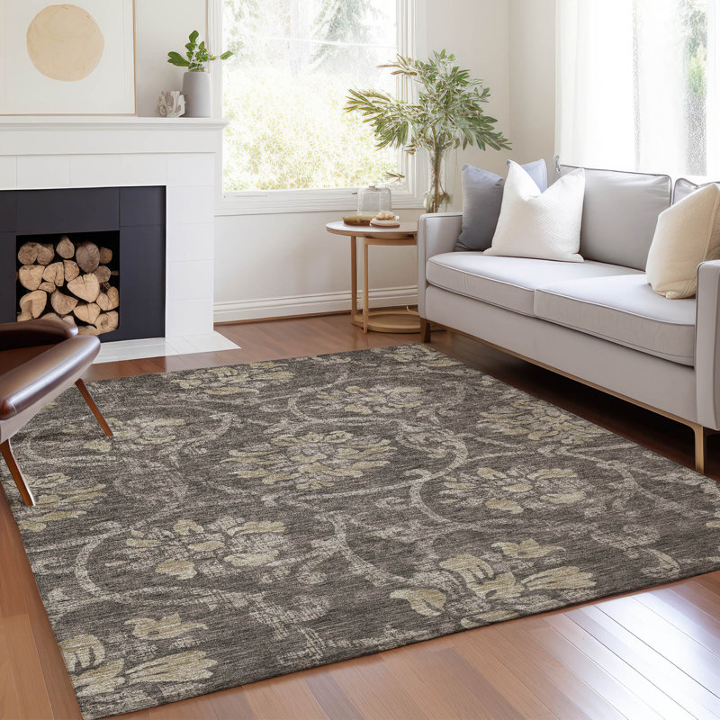 Sudais Washable Floral Rug, Rectangle 9' x 12'