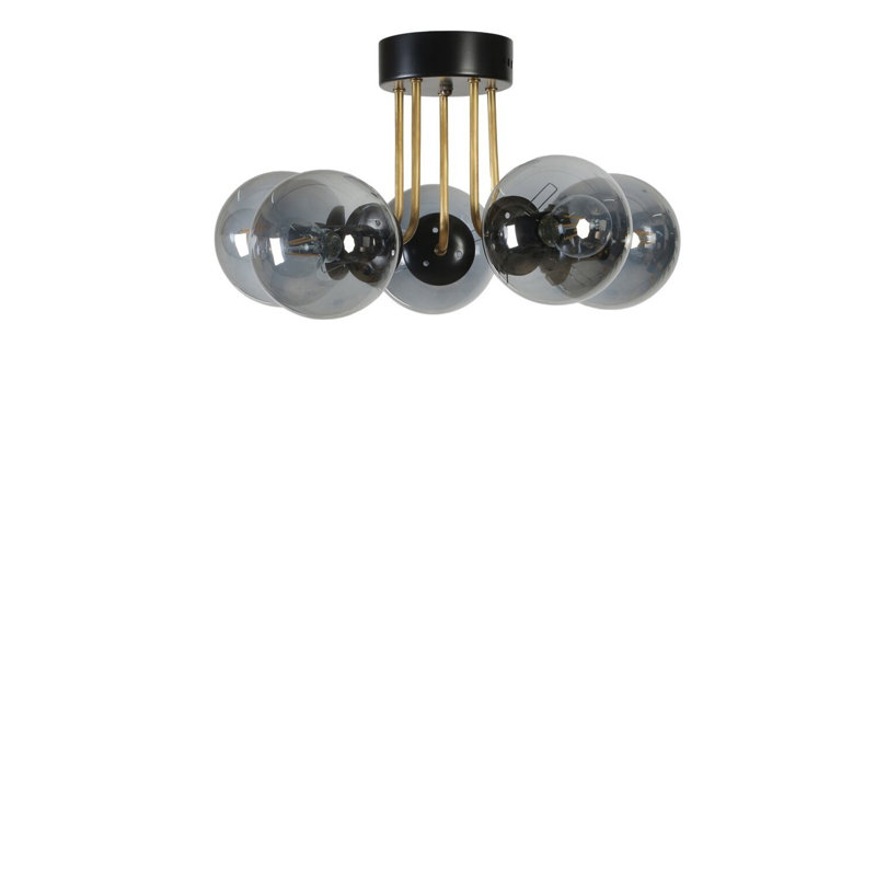 Lustre en métal élégant, finition noire et fumée, 17,7 po de diamètre x 11,8 po de hauteur | Douille E27, 40 W maximum | Luminaire élégant pour le salon, la salle à manger et le vestibule | Conception moderne, indice de protection IP20