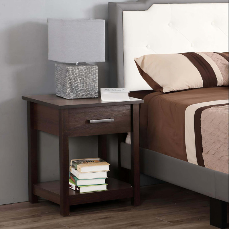 Table de chevet élégante et contemporaine, Marron foncé