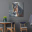 'Snowy Horse Portrait' by Rey Klimt Metal Wall Art, 36" x 36"