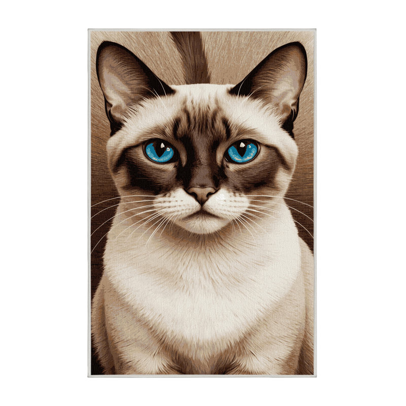  Tapis lavable de chats siamois, Rectangle de 5 pi x 8 pi