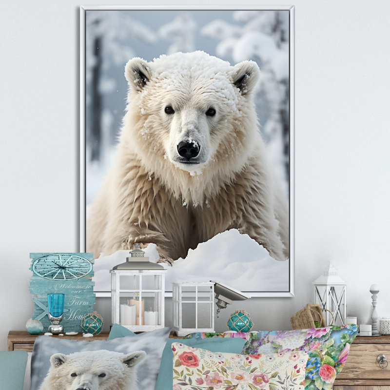 Beckah Alaska, rencontre polaire sur toile, H 20 po x l 12 po x P 1 po, Cadre flottant blanc