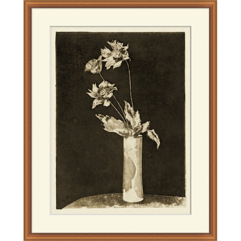 Sepia Floral Etching 2 Print