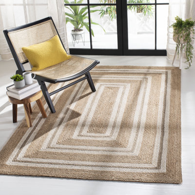 Tapis géométrique en jute et coton à tissage plat Wingrove