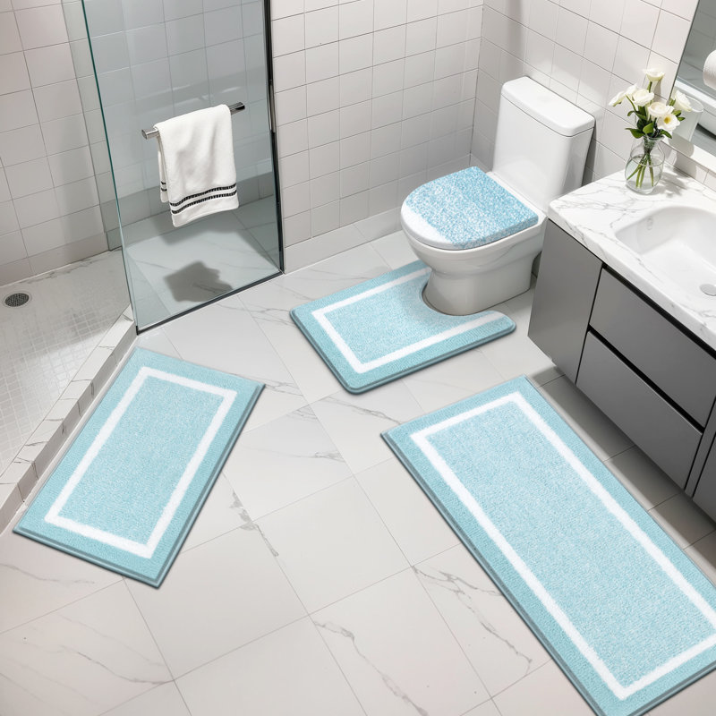 Ensemble de 4 tapis de bain en microfibre absorbante douce avec envers antidérapant (ensemble de 4), Menthe