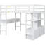 Lit mezzanine avec bureau intégré et rangement, blanc
