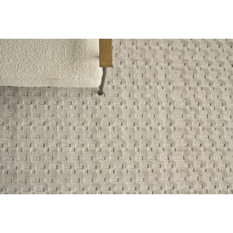 Monroe Silk Hand Woven Geometric Area Rug, Rectangle 6' x 9'