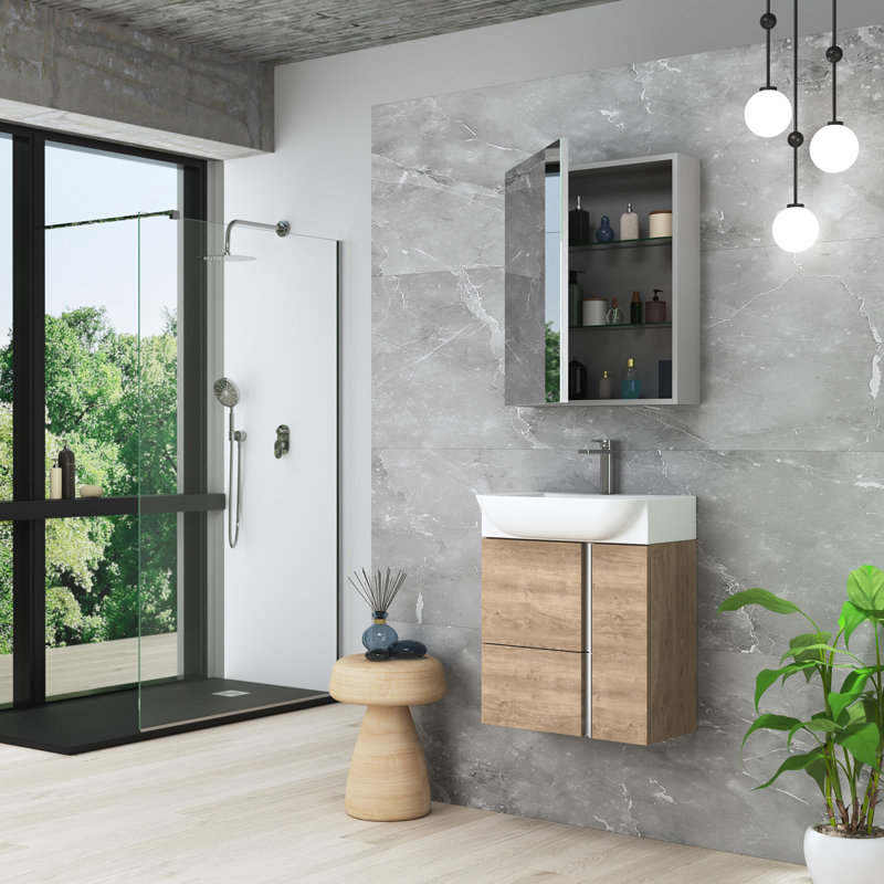 Camilia Mirrored Medicine Cabinet, 26.8" H x 21.6" W x 5.3" D 