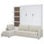 Lit escamotable mural avec canapé et tablettes Murphy, parfait pour les petits appartements peu encombrants
