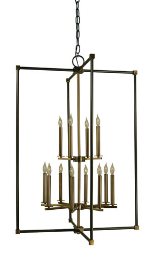 Elmo 12 - Light Square / Rectangle Chandelier, Brushed Nickel/Polished Nickel