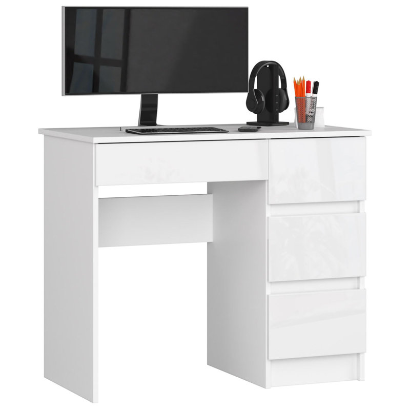 Elizeabeth Writing Desk, Right Hand Return, White Gloss