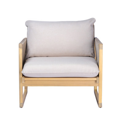 Fauteuil club d'extérieur en bois d'acacia de style côtier Olivette