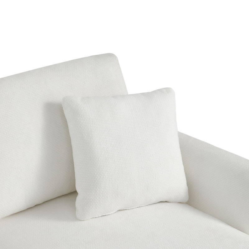 Emerton Modern Oversized Sectional Sofa, White Chenille