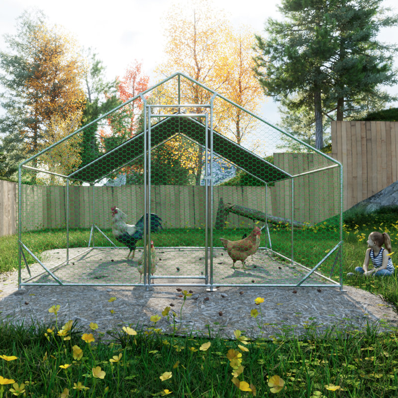 Grand poulailler en métal, 76 po H x 120 po L x 156 po P