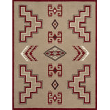 Mesa Hand Knotted Wool Geometric Shapes Area Rug in Tan/Red