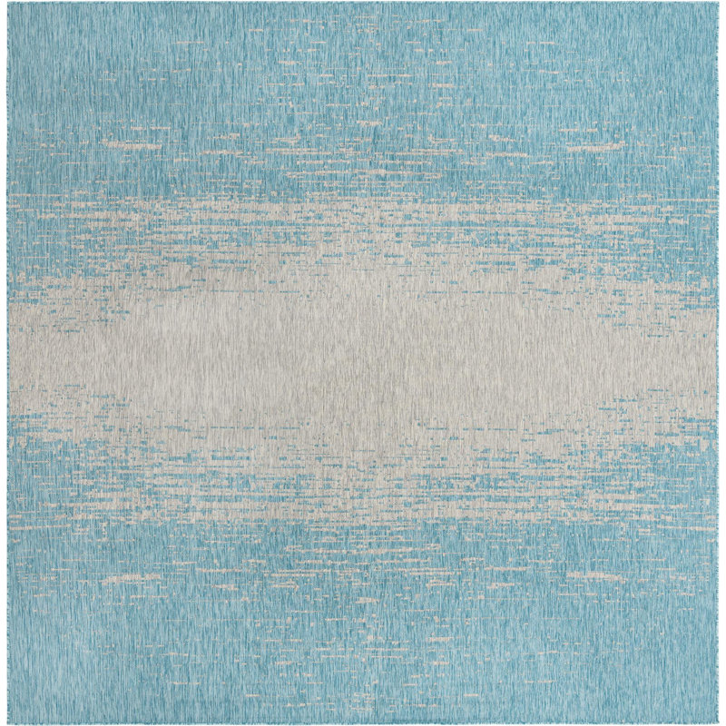 Tapis d'extérieur Iris couleur océan, Carré 10 pi 8 po