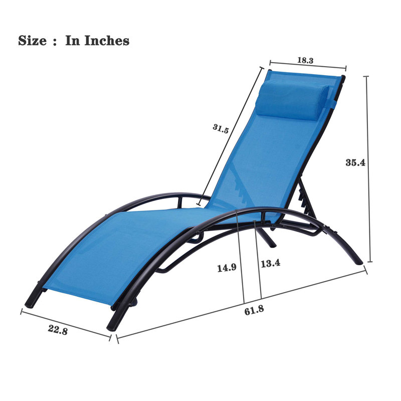 Chaise longue d'extérieur en métal Emolene, Bleu