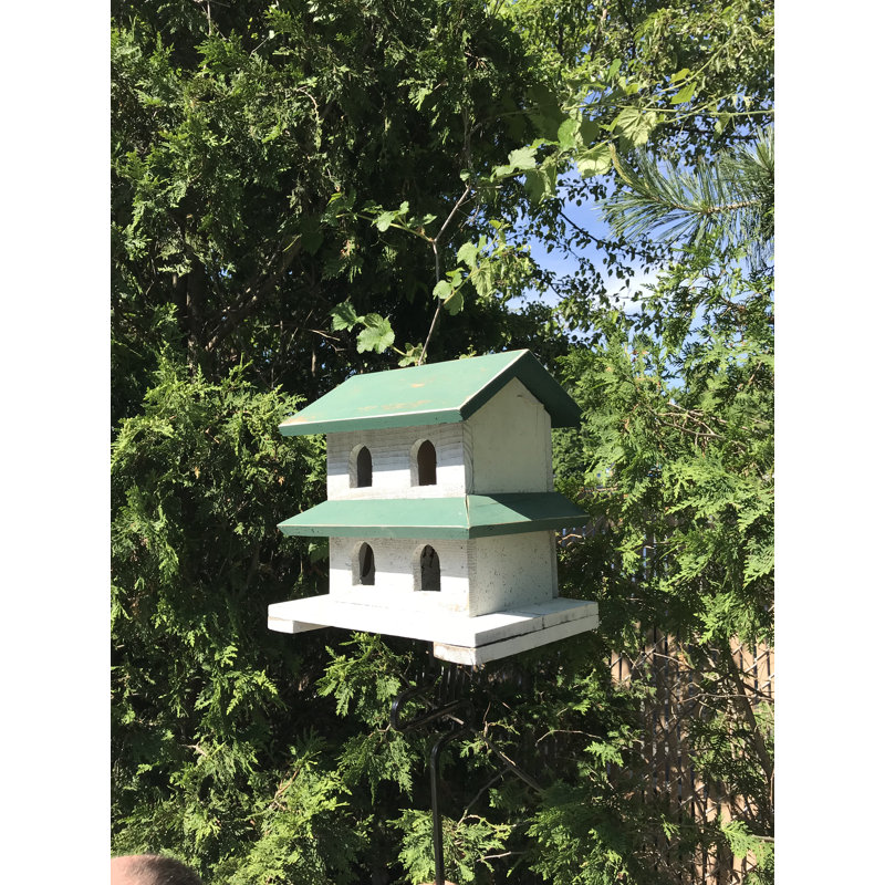 Handcrafted Green and White Reclaimed Wood Purple Martin Birdhouse