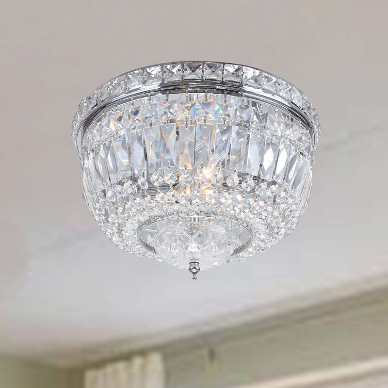 Moronta 3-Light 12-inch Chrome and Crystal Basket Flush Mount