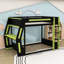 Lit superposé en bois (deux places) avec bureau de jeu intégré, station de recharge et éclairage RVB-2109362940