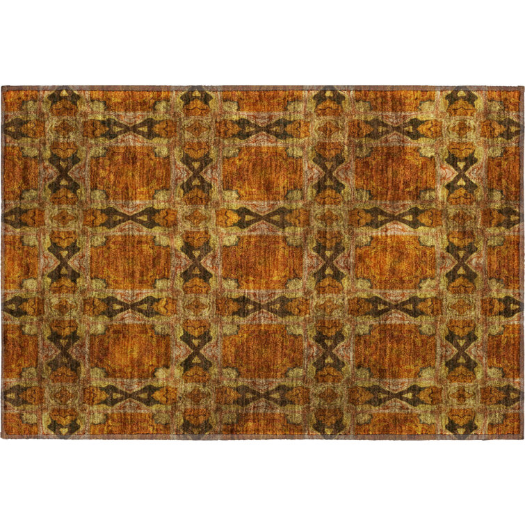 Premium Machine Washable Cerrito AMF564 Paprika Rug