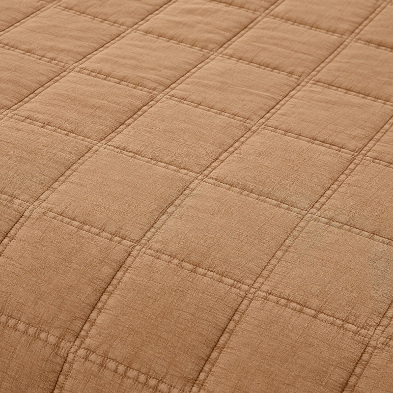 Logan Stone Washed Cotton Quilt 3Pc Set, Brown, King Quilt + 2 King Shams