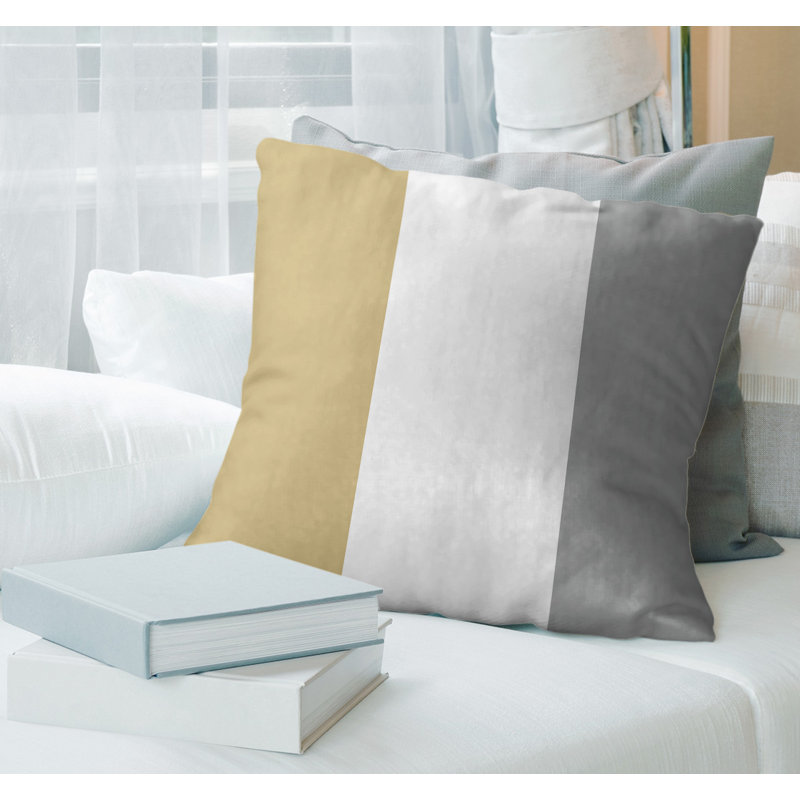 Coussin en suède Colorado, 18 po x 18 po, Gris / Blanc / Gris