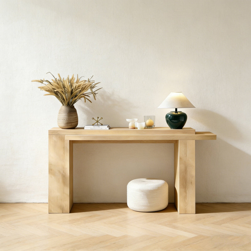 Console Retro Minimalist Art Design, H 33,46 po x l 62,99 po x P 13,78 po, Bois naturel