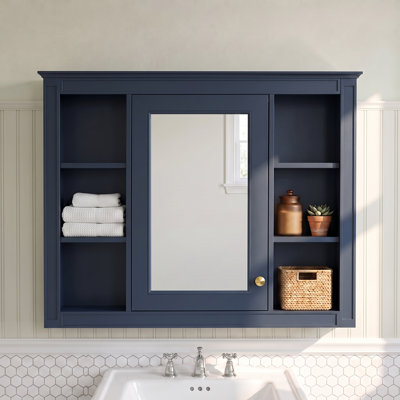 Armoire à pharmacie rectangulaire en panneau de fibres à densité moyenne 35 po avec miroir et 6 tablettes ouvertes